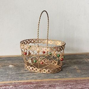 Small oval Christmas basket with handle gift basket décor decoration Xmas